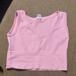 Women's V-Neck Cropped Tank Top - Pink